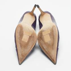 Pre Owned حذاء كعب عالي جيمي تشو جلد منقوش بلون أرجواني مقدمة مدببة مقاس 39