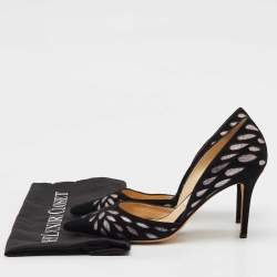 Pre Owned Jimmy Choo Black/Silver Suede and Glitters Pointed Pumps Size 37