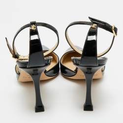 Pre Owned Jimmy Choo Black Patent Leather Saeda Mary Jane Pumps Size 38.5