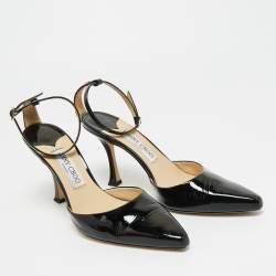 Pre Owned Jimmy Choo Black Patent Leather Saeda Mary Jane Pumps Size 38.5