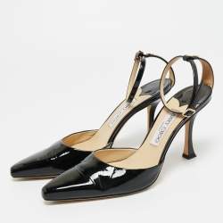 Pre Owned Jimmy Choo Black Patent Leather Saeda Mary Jane Pumps Size 38.5