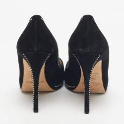 Pre Owned Jimmy Choo Black Suede Studded Peep Toe Pumps Size 41