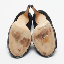 Pre Owned Jimmy Choo Black Suede Studded Peep Toe Pumps Size 41