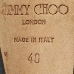 Pre Owned Jimmy Choo Black Leather Crystal Embellished Ankle Cuff Pumps Size 40