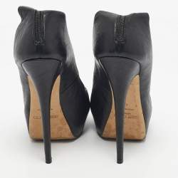 Pre Owned Jimmy Choo Black Leather Crystal Embellished Ankle Cuff Pumps Size 40