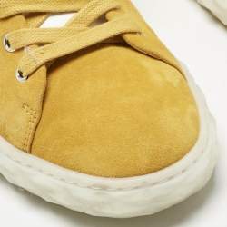 Pre Owned Jimmy Choo Yellow Suede Diamond Light Sneakers Size 40