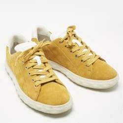 Pre Owned Jimmy Choo Yellow Suede Diamond Light Sneakers Size 40