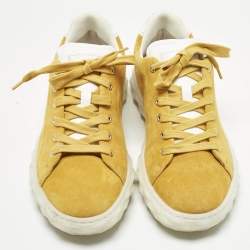 Pre Owned Jimmy Choo Yellow Suede Diamond Light Sneakers Size 40