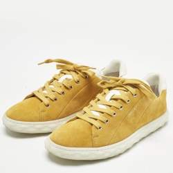 Pre Owned Jimmy Choo Yellow Suede Diamond Light Sneakers Size 40