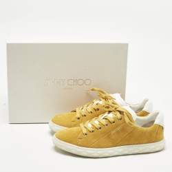 Pre Owned Jimmy Choo Yellow Suede Diamond Light Sneakers Size 40
