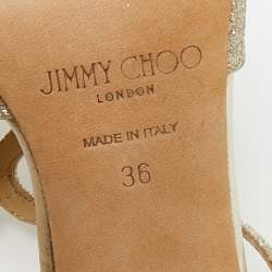 Pre Owned Jimmy Choo Metallic Gold Coarse Glitter Anise Slide Sandals Size 36