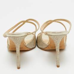 Pre Owned Jimmy Choo Metallic Gold Coarse Glitter Anise Slide Sandals Size 36