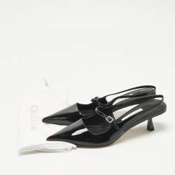 مملوكة مسبقًا حذاء كعب خلفي جيمي تشو جلد أسود لامع ديدي مقاس 42