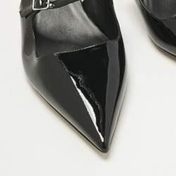 مملوكة مسبقًا حذاء كعب خلفي جيمي تشو جلد أسود لامع ديدي مقاس 42