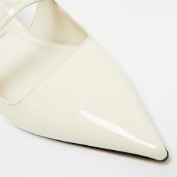 Pre Owned Jimmy Choo Cream Patent Didi Slingback Pointed Pumps Size 42