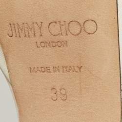 Pre Owned Jimmy Choo Cream Leather Crystal Embellished Ankle Strap Sandals Size 39