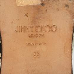 Pre Owned Jimmy Choo Beige Python Embossed Leather Atia Flat Slide Size 36