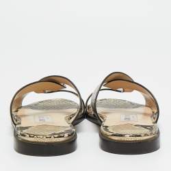 Pre Owned Jimmy Choo Beige Python Embossed Leather Atia Flat Slide Size 36