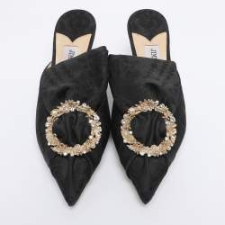 Pre Owned Jimmy Choo Black Jacquard Lulla Mules Size 36