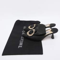 Pre Owned Jimmy Choo Black Jacquard Lulla Mules Size 36