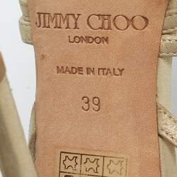 Pre Owned Jimmy Choo Light Gold Laminated Suede Strappy Sandals Size 39