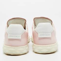 Pre Owned Jimmy Choo Light Pink Leather Diamond Low Top Sneakers Size 36