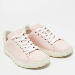 Pre Owned Jimmy Choo Light Pink Leather Diamond Low Top Sneakers Size 36