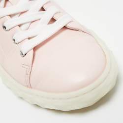 Pre Owned Jimmy Choo Light Pink Leather Diamond Low Top Sneakers Size 36