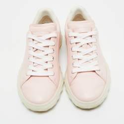 Pre Owned Jimmy Choo Light Pink Leather Diamond Low Top Sneakers Size 36