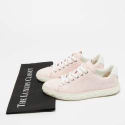 Pre Owned Jimmy Choo Light Pink Leather Diamond Low Top Sneakers Size 36