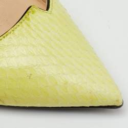 Pre Owned Jimmy Choo Lemon Yellow Elaphe Pumps Size 35.5