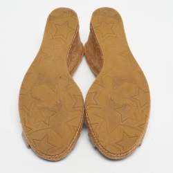 Pre Owned Jimmy Choo Beige Glitter Wedge Sandals Size 40