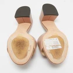 Pre Owned Jimmy Choo Beige Leather Minea 45  Slide Sandals Size 39