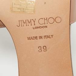 Pre Owned Jimmy Choo Beige Leather Minea 45  Slide Sandals Size 39