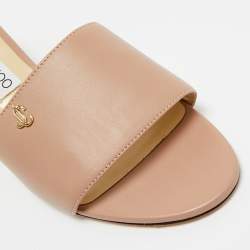 Pre Owned Jimmy Choo Beige Leather Minea 45  Slide Sandals Size 39