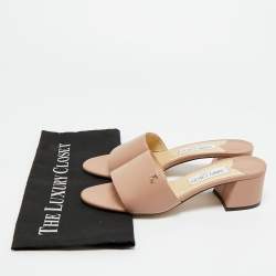 Pre Owned Jimmy Choo Beige Leather Minea 45  Slide Sandals Size 39