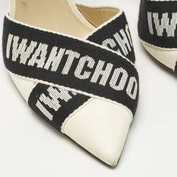 Pre Owned Jimmy Choo Black Canvas and Leather Pointed Toe Ankle Strap Pumps Size 40