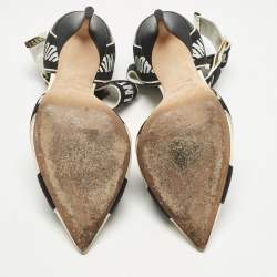 Pre Owned Jimmy Choo Black Canvas and Leather Pointed Toe Ankle Strap Pumps Size 40