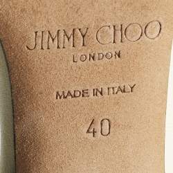 Pre Owned Jimmy Choo Black Canvas and Leather Pointed Toe Ankle Strap Pumps Size 40