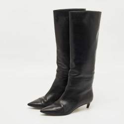 Pre Owned Jimmy Choo Black Leather Maxima Knee Boots Size 40
