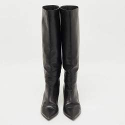 Pre Owned Jimmy Choo Black Leather Maxima Knee Boots Size 40