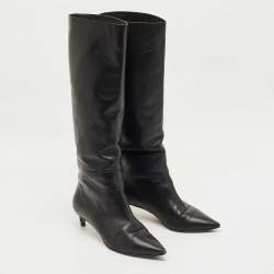 Pre Owned Jimmy Choo Black Leather Maxima Knee Boots Size 40