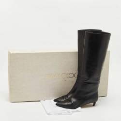 Pre Owned Jimmy Choo Black Leather Maxima Knee Boots Size 40