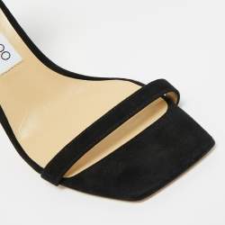 Pre Owned Jimmy Choo Black Suede Alva Sandals Size 38