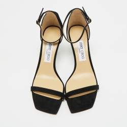 Pre Owned Jimmy Choo Black Suede Alva Sandals Size 38