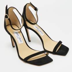 Pre Owned Jimmy Choo Black Suede Alva Sandals Size 38