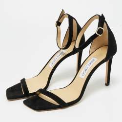Pre Owned Jimmy Choo Black Suede Alva Sandals Size 38