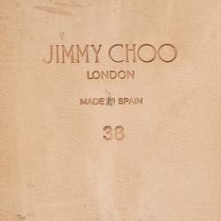 Pre Owned Jimmy Choo Beige Leather and Raffia Flat Slides Size 38