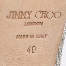 Pre Owned Jimmy Choo Metallic Silver/Gold Lamé Fabric And Glitter Dahlia Platform Pumps Size 40