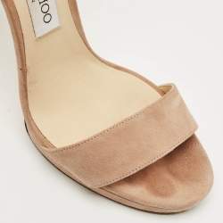 Pre Owned Jimmy Choo Beige Suede Misty Ankle Strap Sandals Size 38.5